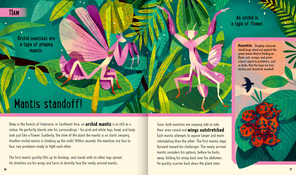Book pages about orchid mantises