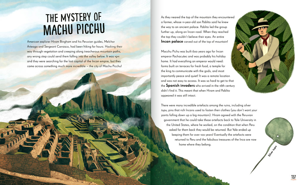 Book pages about Machu Picchu