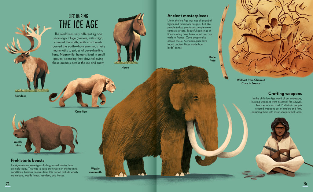 Book pages about the Ice Age