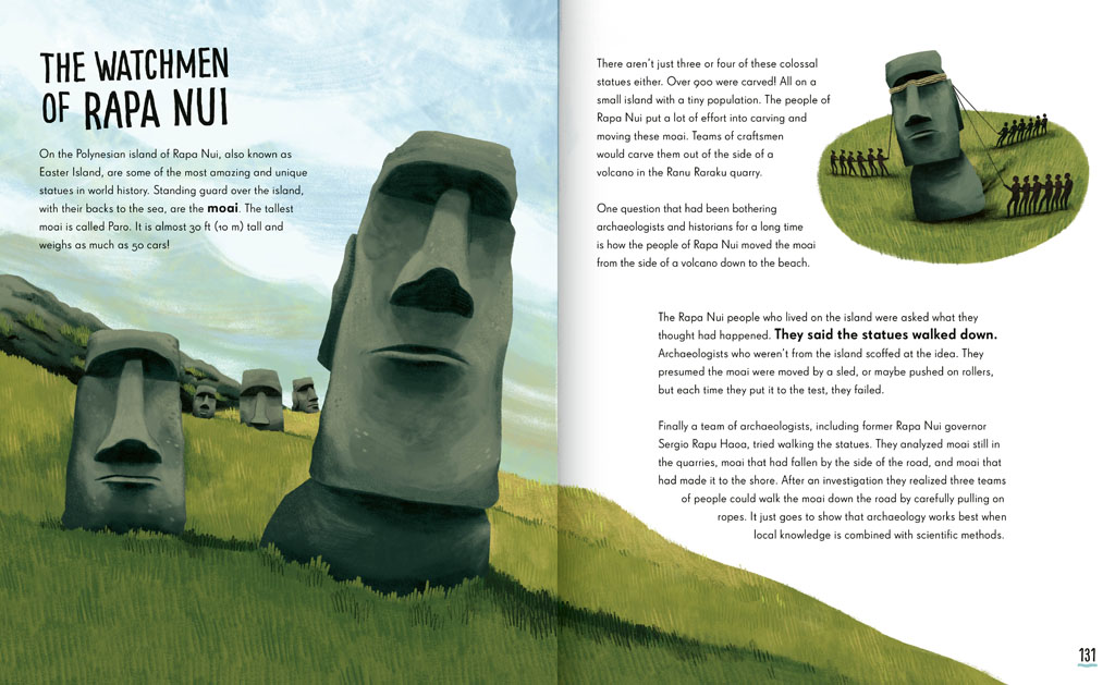 Book pages about Easter Island